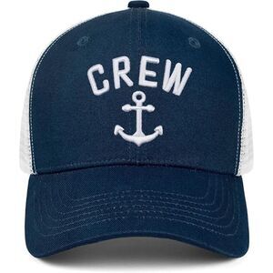 Unisex Dark Blue Crew Embroidery Adjustable Size Classic Hunting Baseball Cap